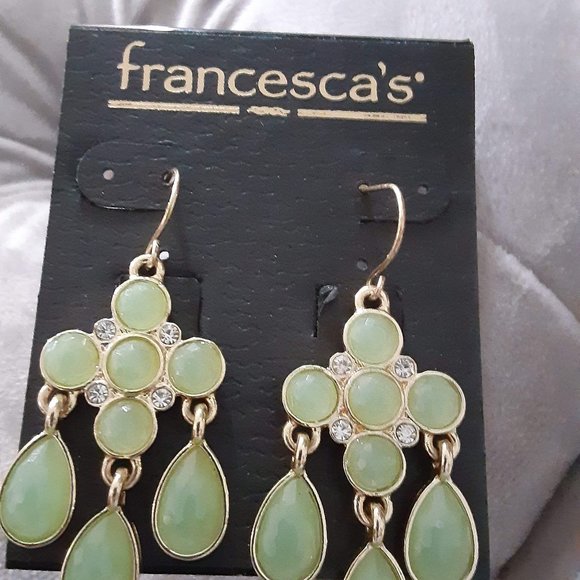 Francesca's Green Chandelier Summer Earrings - Picture 1 of 4